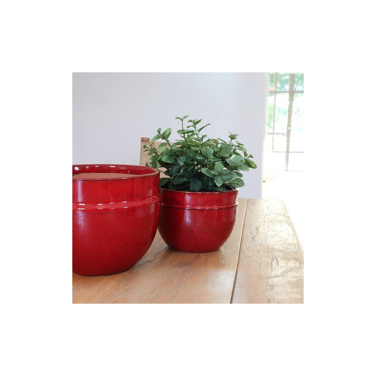 Pot Profond en Forme de U à Double Rebord Austral rouge et marron Bois de Santal