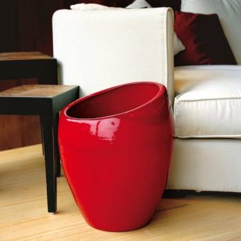 Vase design asymétrique Orion rouge Coquelicot