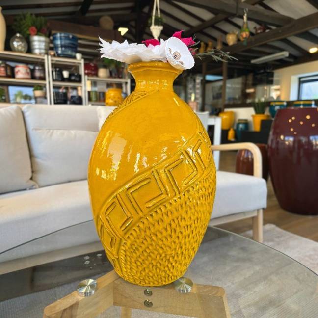 Pièce décorative jaune -...