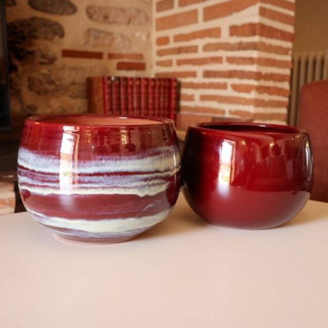 Pot rond à double rebord -...