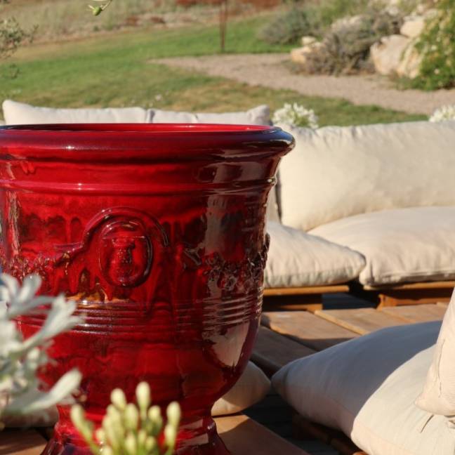 Grand pot sur pied motif...
