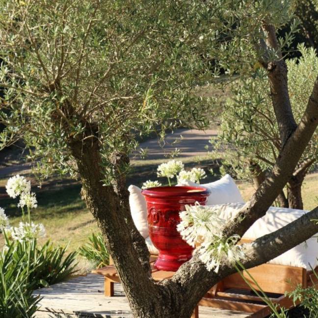 Grand pot sur pied motif...