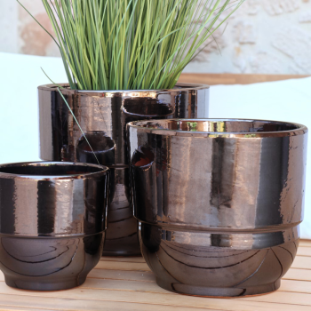 Vase haut Rebord gris anthracite brillant Métal